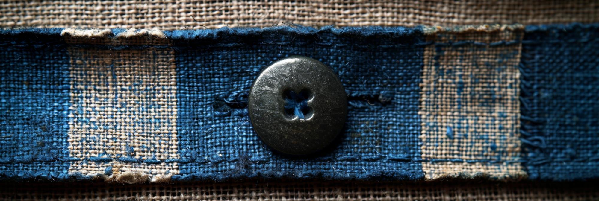 Close-up of embroidered patch on denim